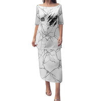 Dartboard Skull Darts Family Matching Puletasi and Hawaiian Shirt with Torn Stone Texture and Cracked Marble Design - Wonder Print Shop