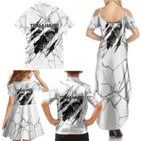 Dartboard Skull Darts Family Matching Summer Maxi Dress and Hawaiian Shirt with Torn Stone Texture and Cracked Marble Design - Wonder Print Shop