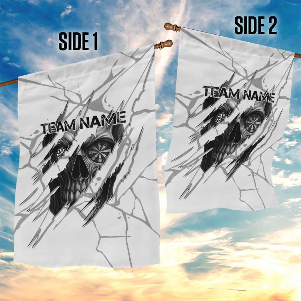 Dartboard Skull Darts Garden Flag with Torn Stone Texture and Cracked Marble Design - Wonder Print Shop