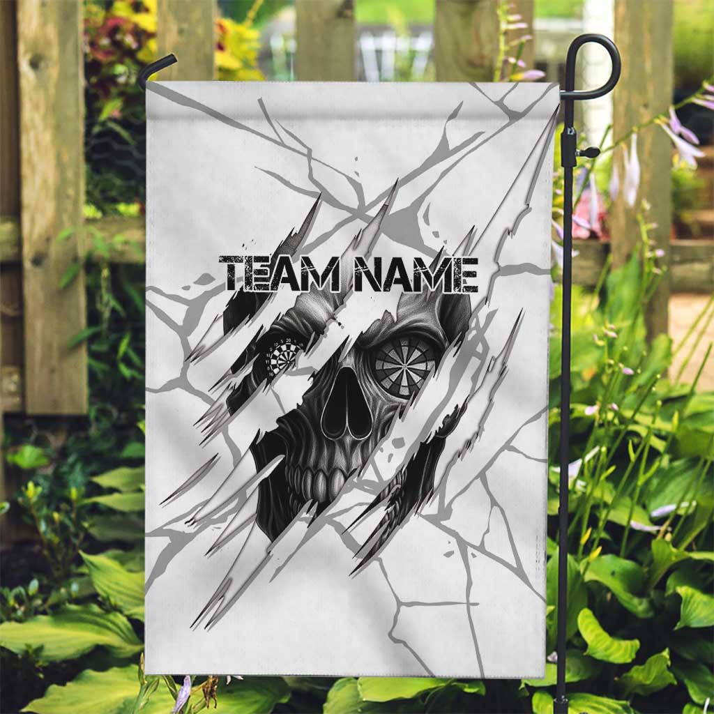 Dartboard Skull Darts Garden Flag with Torn Stone Texture and Cracked Marble Design - Wonder Print Shop