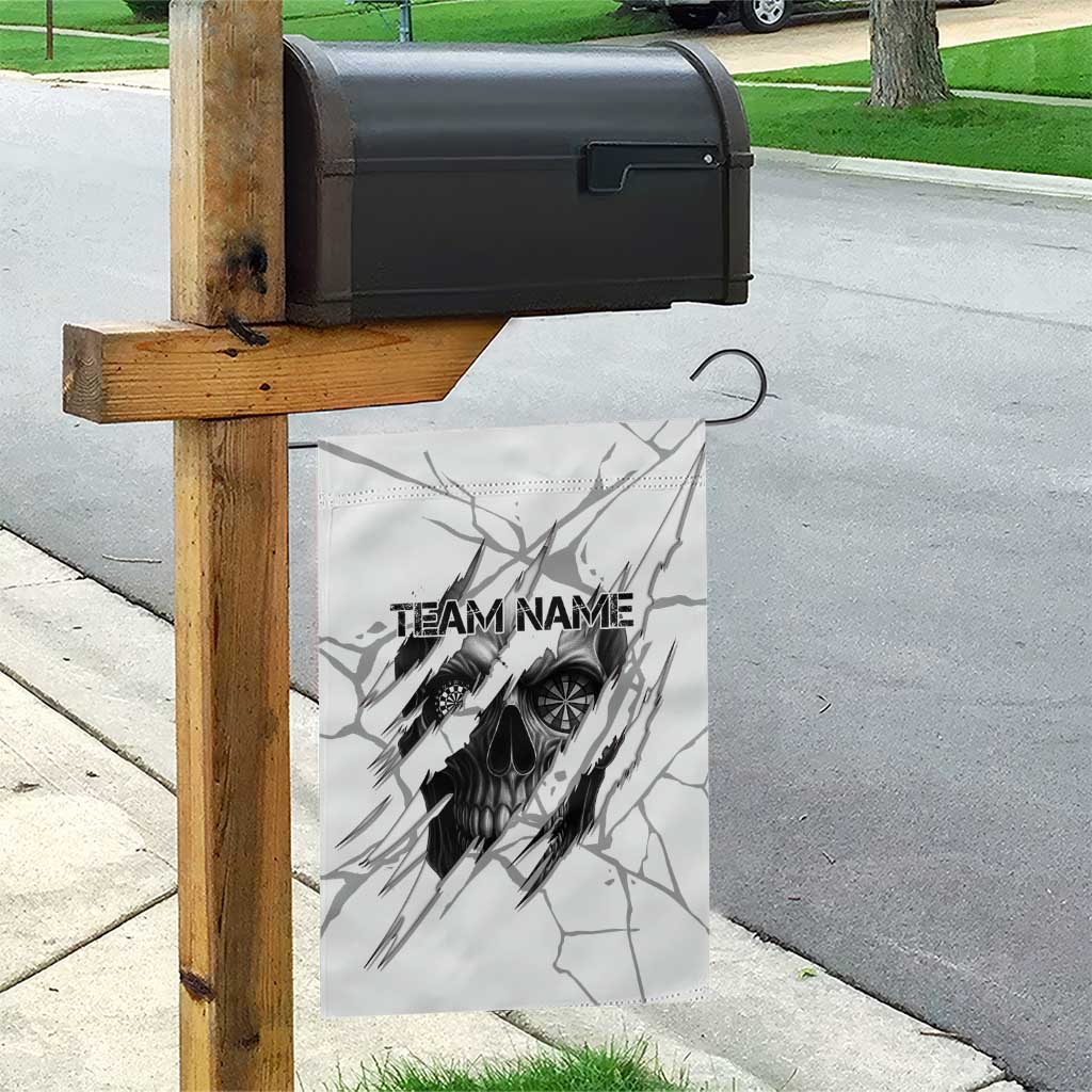 Dartboard Skull Darts Garden Flag with Torn Stone Texture and Cracked Marble Design - Wonder Print Shop