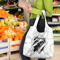 Dartboard Skull Darts Grocery Bag with Torn Stone Texture and Cracked Marble Design - Wonder Print Shop