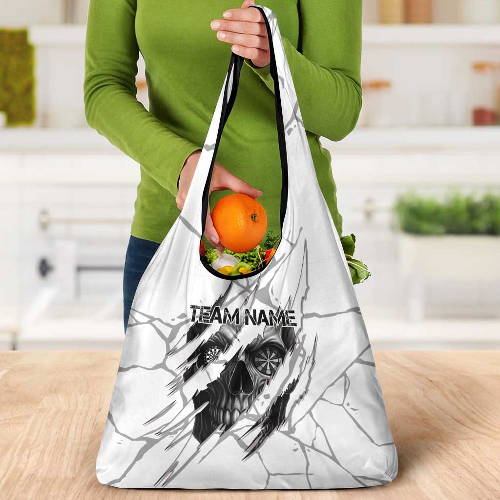 Dartboard Skull Darts Grocery Bag with Torn Stone Texture and Cracked Marble Design - Wonder Print Shop