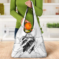 Dartboard Skull Darts Grocery Bag with Torn Stone Texture and Cracked Marble Design - Wonder Print Shop