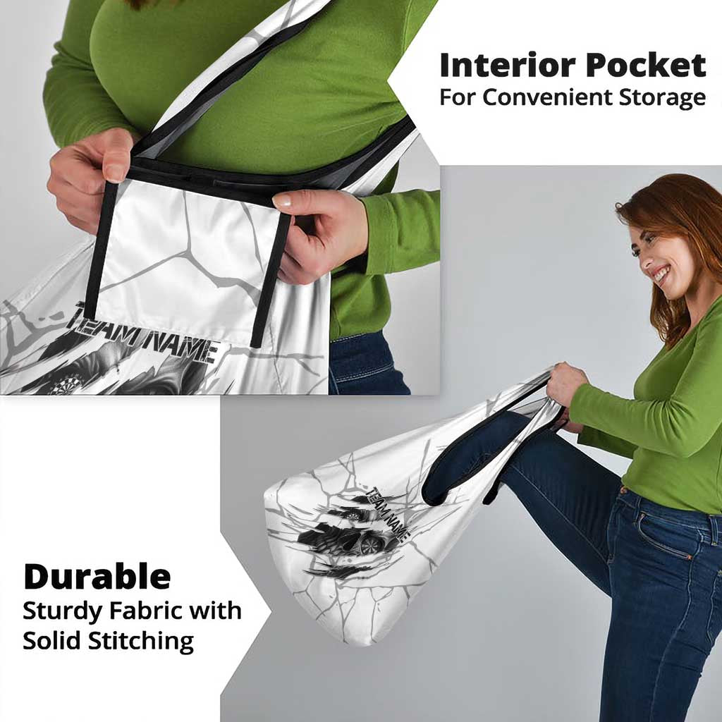 Dartboard Skull Darts Grocery Bag with Torn Stone Texture and Cracked Marble Design - Wonder Print Shop