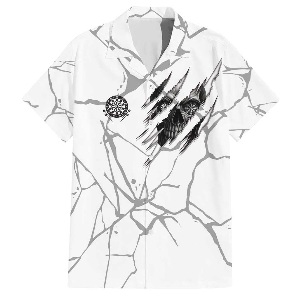 Dartboard Skull Darts Hawaiian Shirt with Torn Stone Texture and Cracked Marble Design - Wonder Print Shop