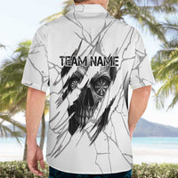 Dartboard Skull Darts Hawaiian Shirt with Torn Stone Texture and Cracked Marble Design - Wonder Print Shop