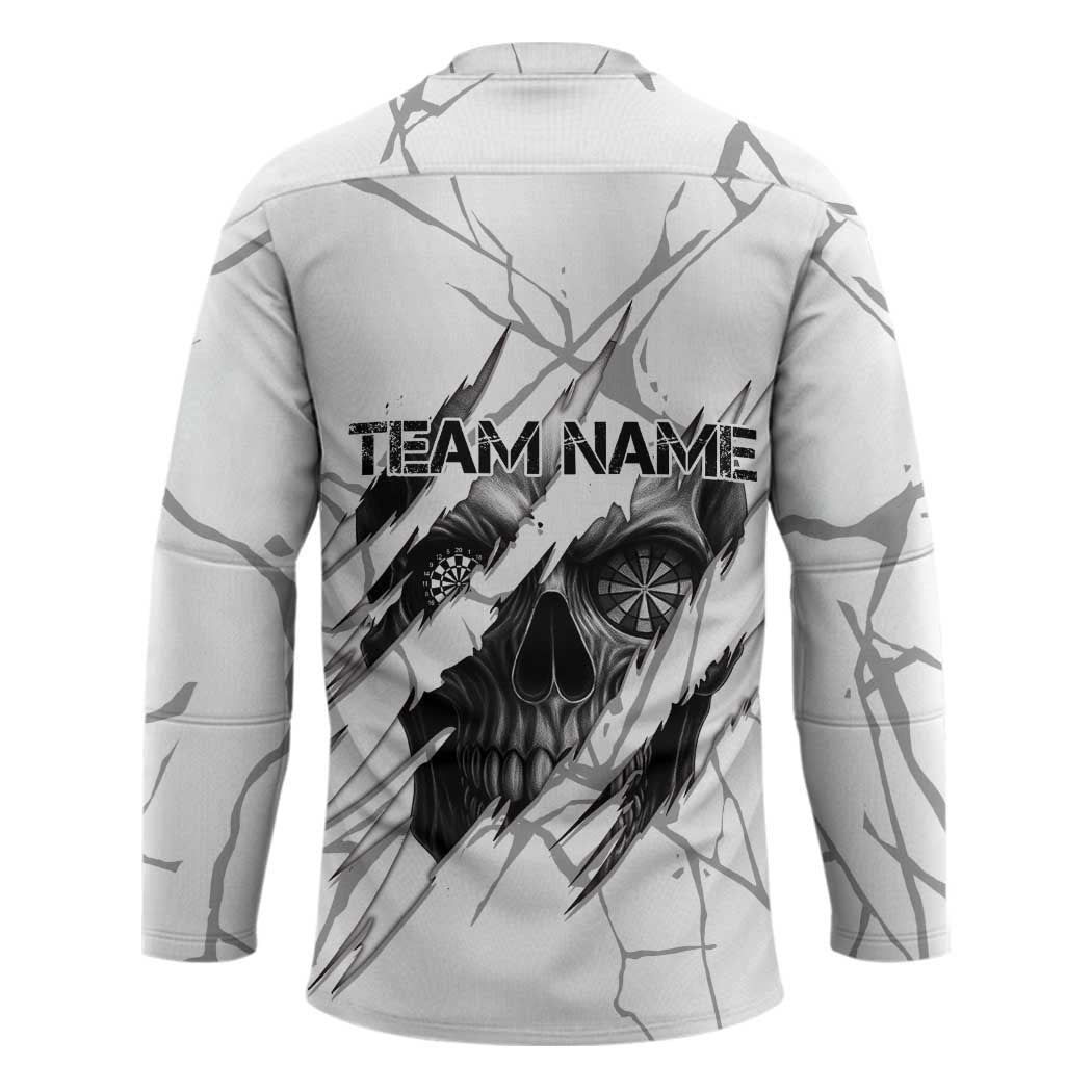 Dartboard Skull Darts Hockey Jersey with Torn Stone Texture and Cracked Marble Design - Wonder Print Shop
