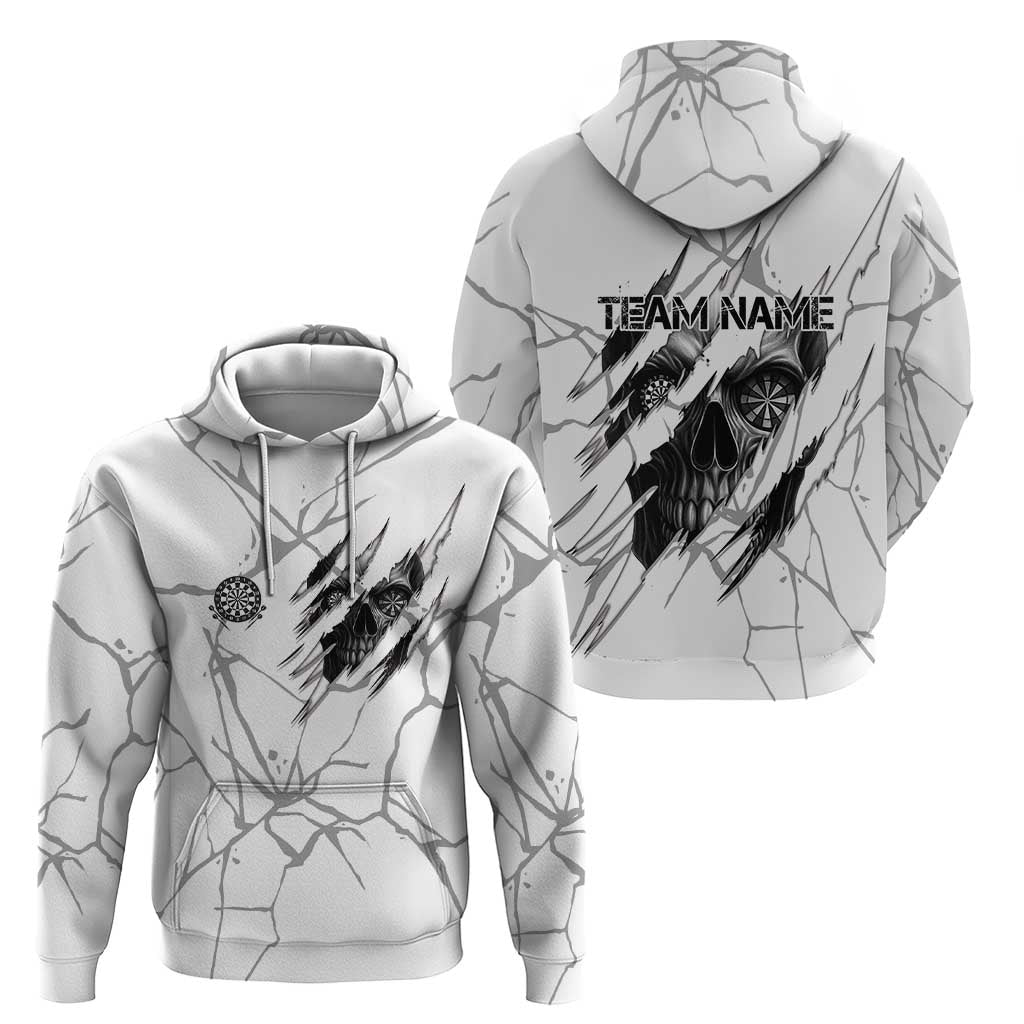 Dartboard Skull Darts Hoodie with Torn Stone Texture and Cracked Marble Design - Wonder Print Shop