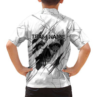 Dartboard Skull Darts Kid Hawaiian Shirt with Torn Stone Texture and Cracked Marble Design - Wonder Print Shop
