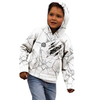 Dartboard Skull Darts Kid Hoodie with Torn Stone Texture and Cracked Marble Design - Wonder Print Shop