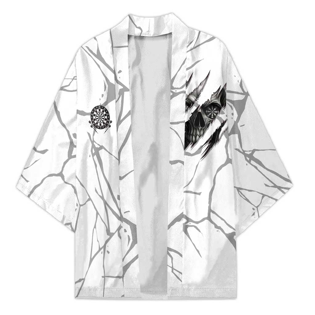 Dartboard Skull Darts Kimono with Torn Stone Texture and Cracked Marble Design - Wonder Print Shop
