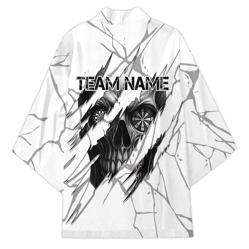 Dartboard Skull Darts Kimono with Torn Stone Texture and Cracked Marble Design - Wonder Print Shop