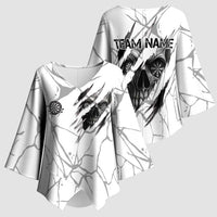 Dartboard Skull Darts Kimono Sleeve Blouse with Torn Stone Texture and Cracked Marble Design - Wonder Print Shop