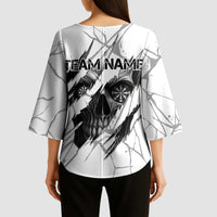 Dartboard Skull Darts Kimono Sleeve Blouse with Torn Stone Texture and Cracked Marble Design - Wonder Print Shop