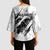 Dartboard Skull Darts Kimono Sleeve Blouse with Torn Stone Texture and Cracked Marble Design - Wonder Print Shop