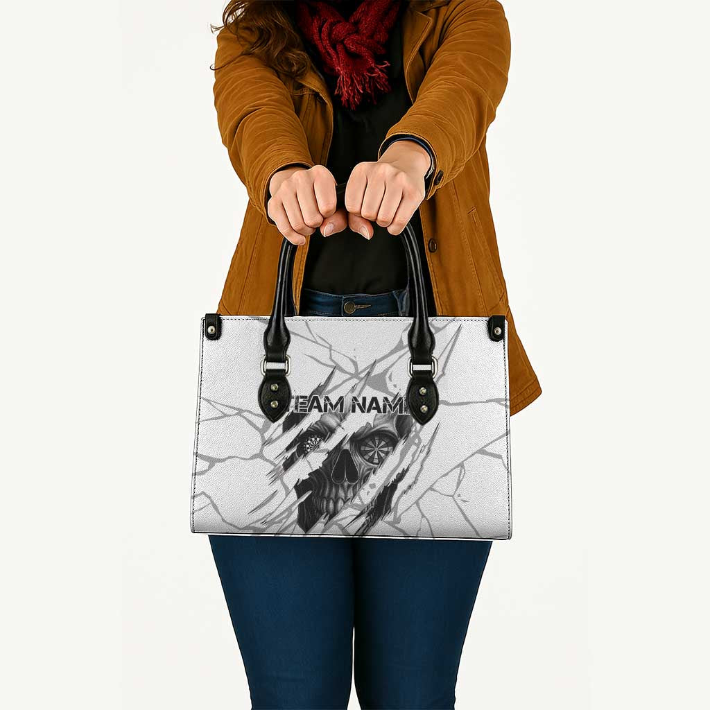 Dartboard Skull Darts Leather Bag with Torn Stone Texture and Cracked Marble Design - Wonder Print Shop