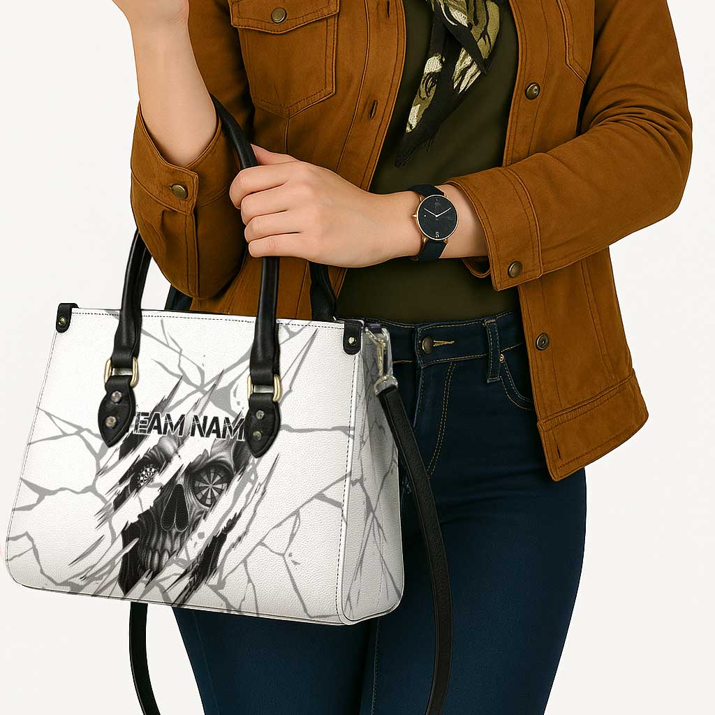 Dartboard Skull Darts Leather Bag with Torn Stone Texture and Cracked Marble Design - Wonder Print Shop