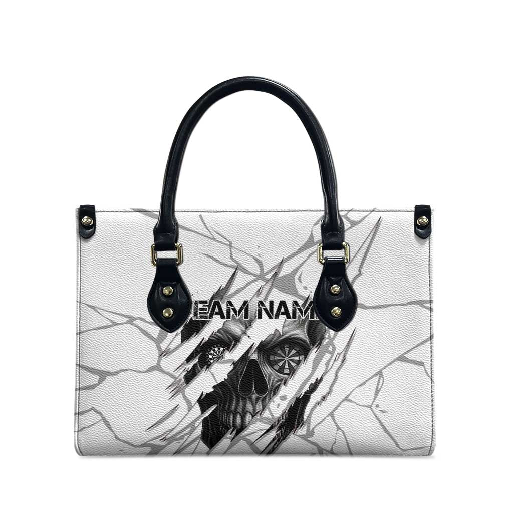 Dartboard Skull Darts Leather Bag with Torn Stone Texture and Cracked Marble Design - Wonder Print Shop