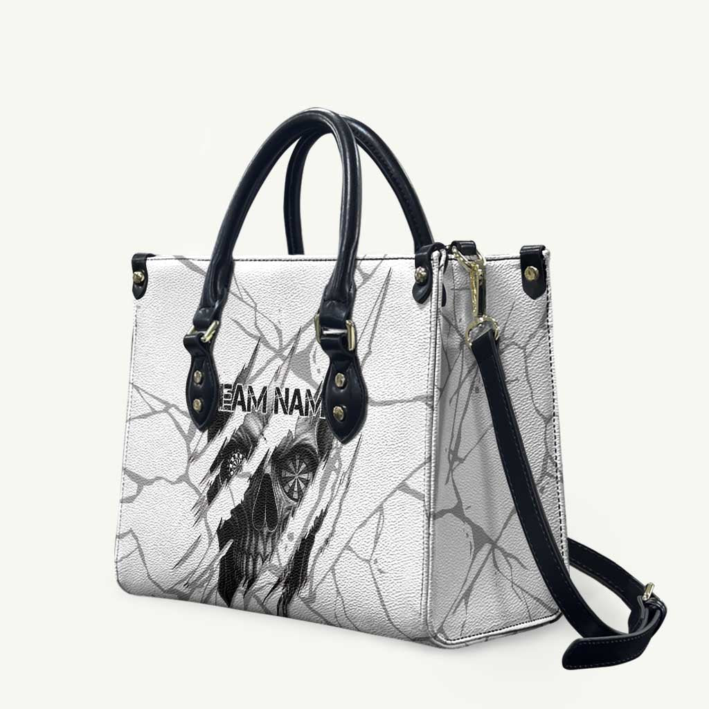 Dartboard Skull Darts Leather Bag with Torn Stone Texture and Cracked Marble Design - Wonder Print Shop