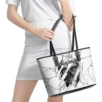 Dartboard Skull Darts Leather Tote Bag with Torn Stone Texture and Cracked Marble Design - Wonder Print Shop