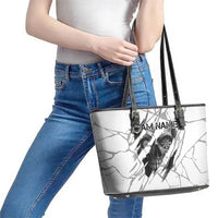 Dartboard Skull Darts Leather Tote Bag with Torn Stone Texture and Cracked Marble Design - Wonder Print Shop