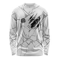 Dartboard Skull Darts Long Sleeve Shirt with Torn Stone Texture and Cracked Marble Design - Wonder Print Shop