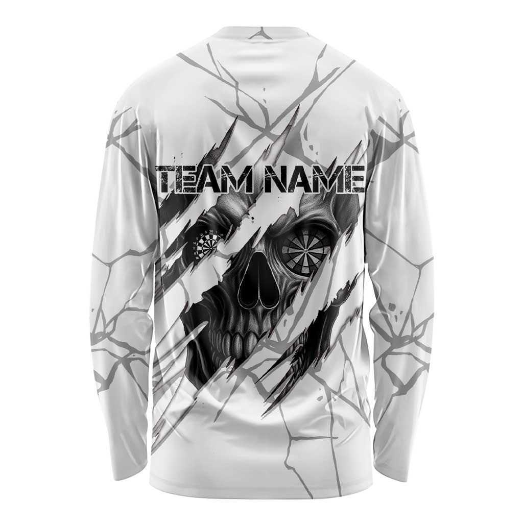 Dartboard Skull Darts Long Sleeve Shirt with Torn Stone Texture and Cracked Marble Design - Wonder Print Shop