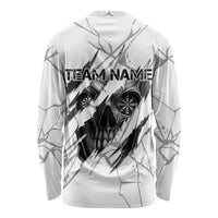 Dartboard Skull Darts Long Sleeve Shirt with Torn Stone Texture and Cracked Marble Design - Wonder Print Shop