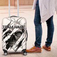 Dartboard Skull Darts Luggage Cover with Torn Stone Texture and Cracked Marble Design - Wonder Print Shop