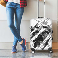 Dartboard Skull Darts Luggage Cover with Torn Stone Texture and Cracked Marble Design - Wonder Print Shop