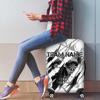 Dartboard Skull Darts Luggage Cover with Torn Stone Texture and Cracked Marble Design - Wonder Print Shop