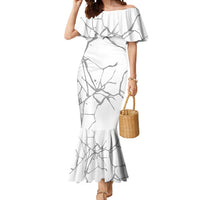 Dartboard Skull Darts Mermaid Dress with Torn Stone Texture and Cracked Marble Design - Wonder Print Shop