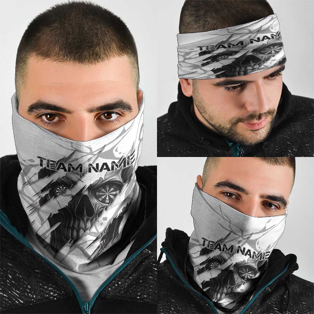 Dartboard Skull Darts Neck Gaiter with Torn Stone Texture and Cracked Marble Design TS04