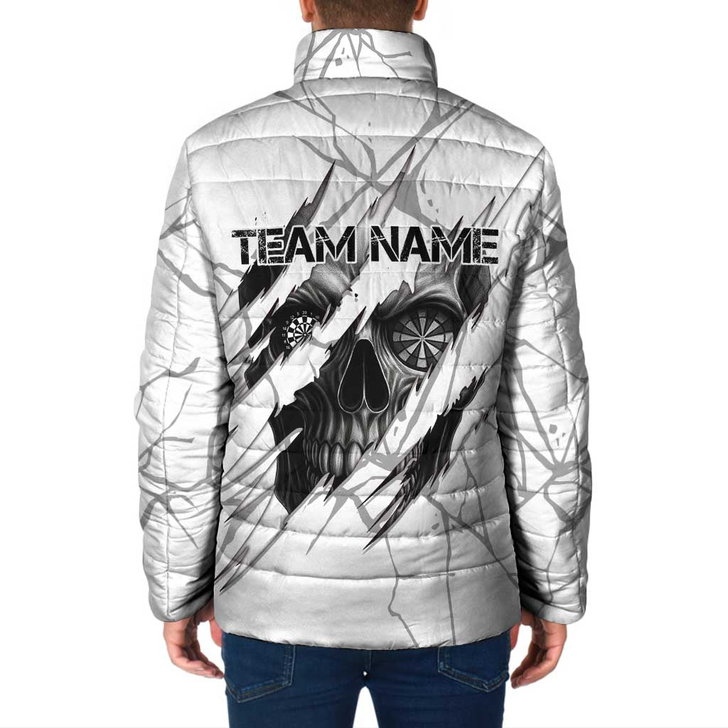 Dartboard Skull Darts Padded Jacket with Torn Stone Texture and Cracked Marble Design - Wonder Print Shop