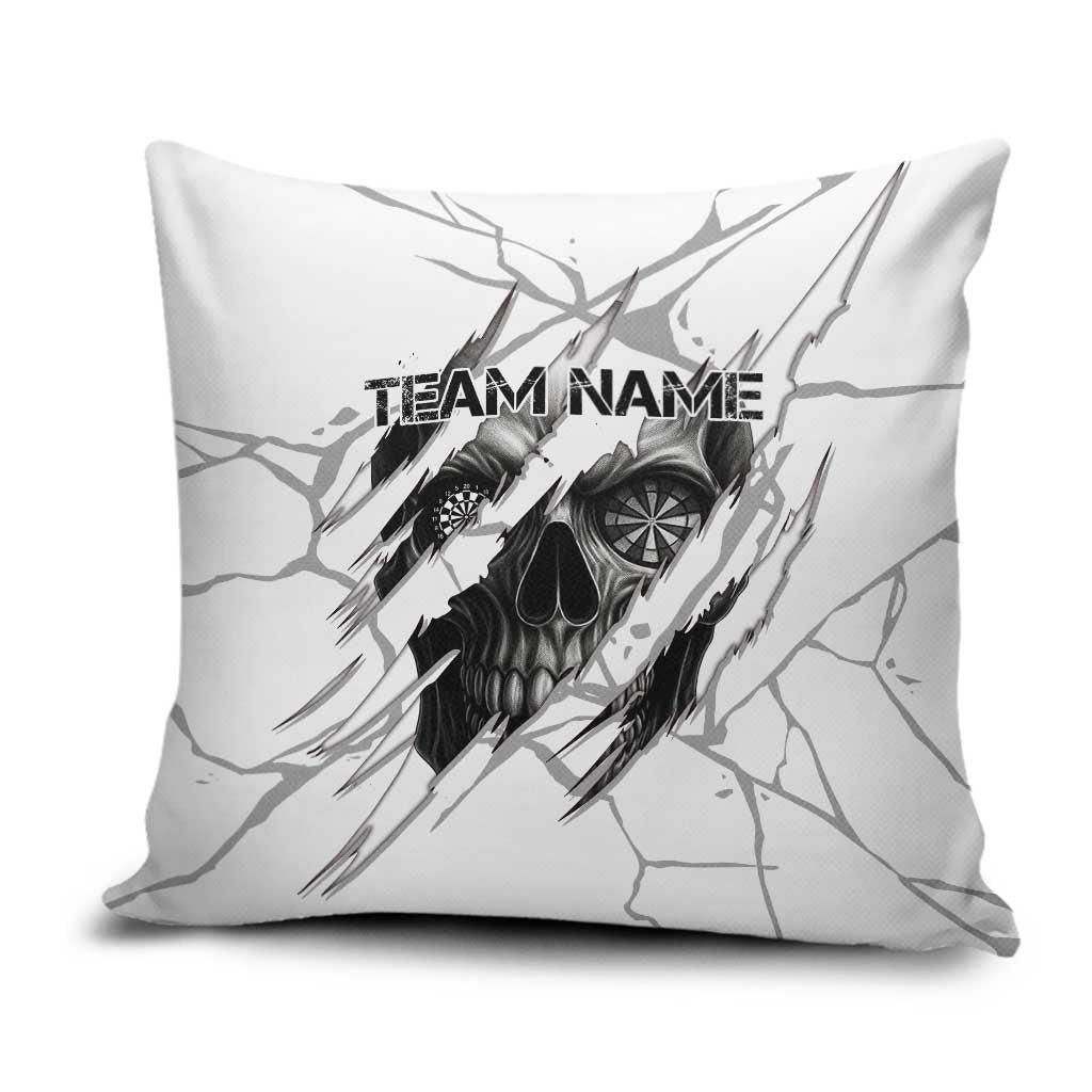 Dartboard Skull Darts Pillow Cover with Torn Stone Texture and Cracked Marble Design - Wonder Print Shop