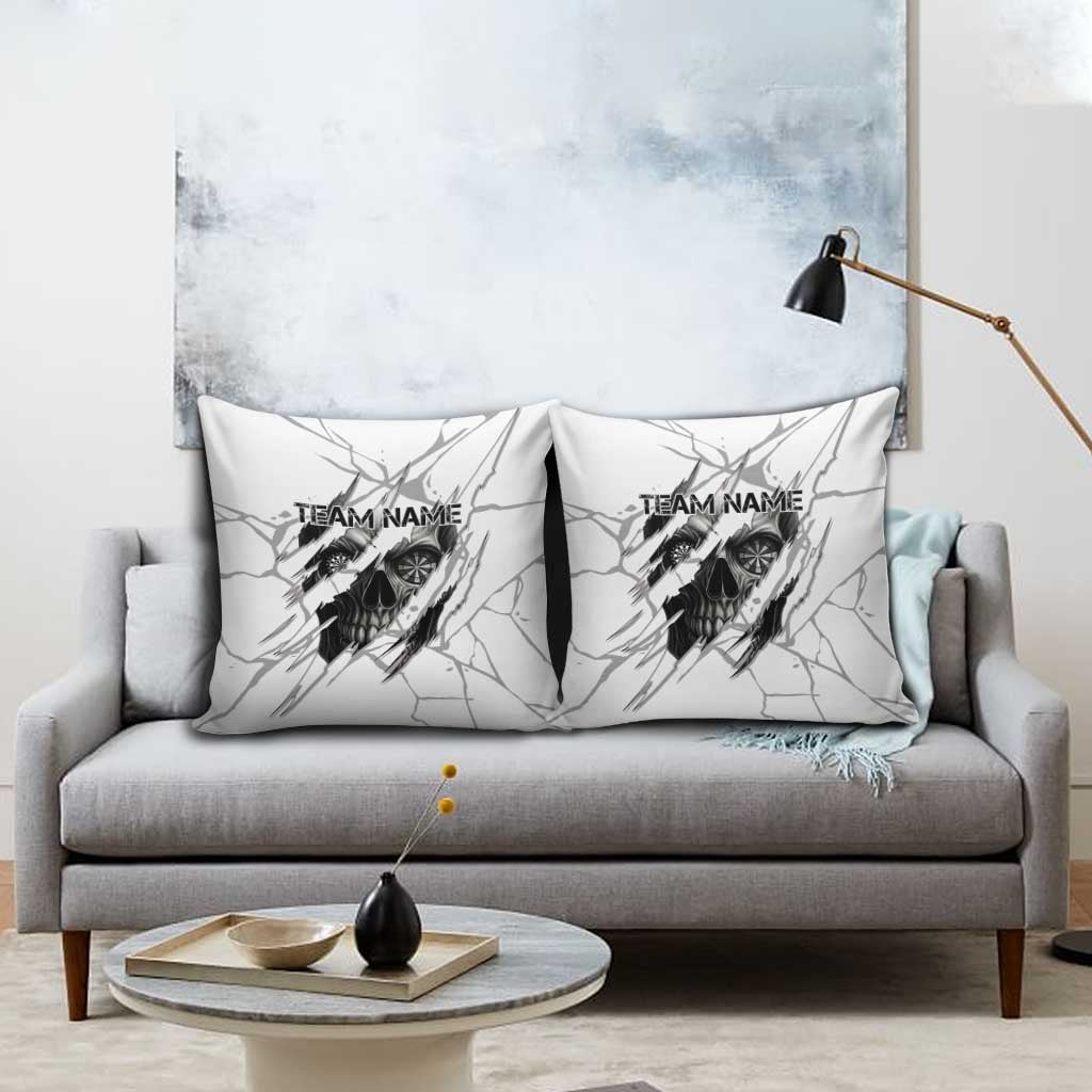 Dartboard Skull Darts Pillow Cover with Torn Stone Texture and Cracked Marble Design - Wonder Print Shop