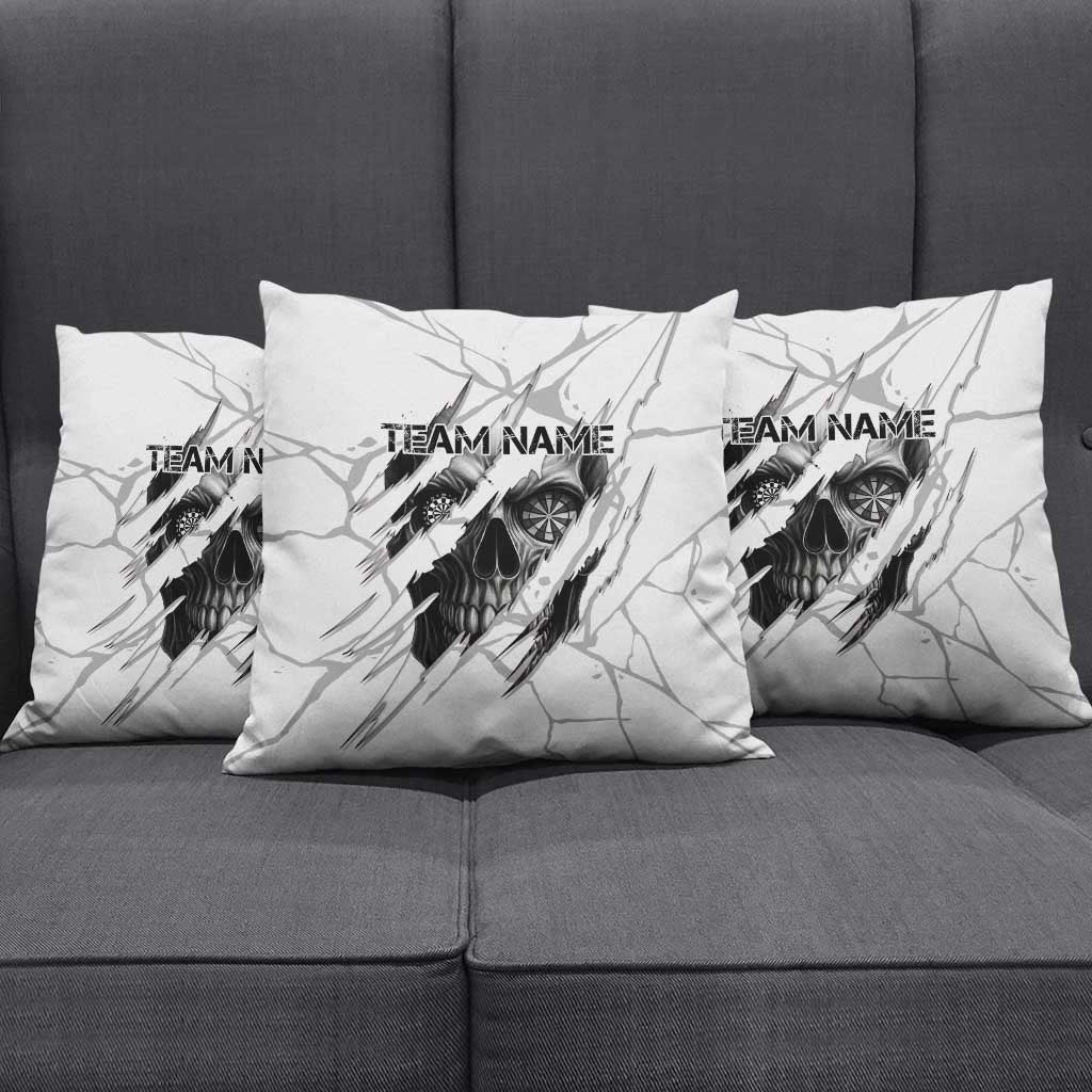 Dartboard Skull Darts Pillow Cover with Torn Stone Texture and Cracked Marble Design - Wonder Print Shop