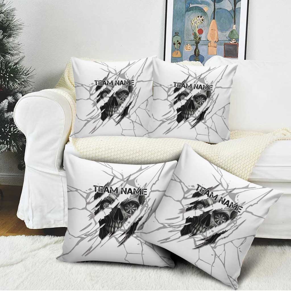 Dartboard Skull Darts Pillow Cover with Torn Stone Texture and Cracked Marble Design - Wonder Print Shop