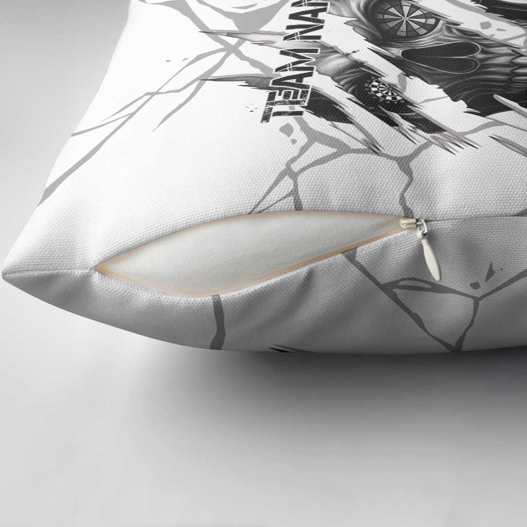 Dartboard Skull Darts Pillow Cover with Torn Stone Texture and Cracked Marble Design - Wonder Print Shop