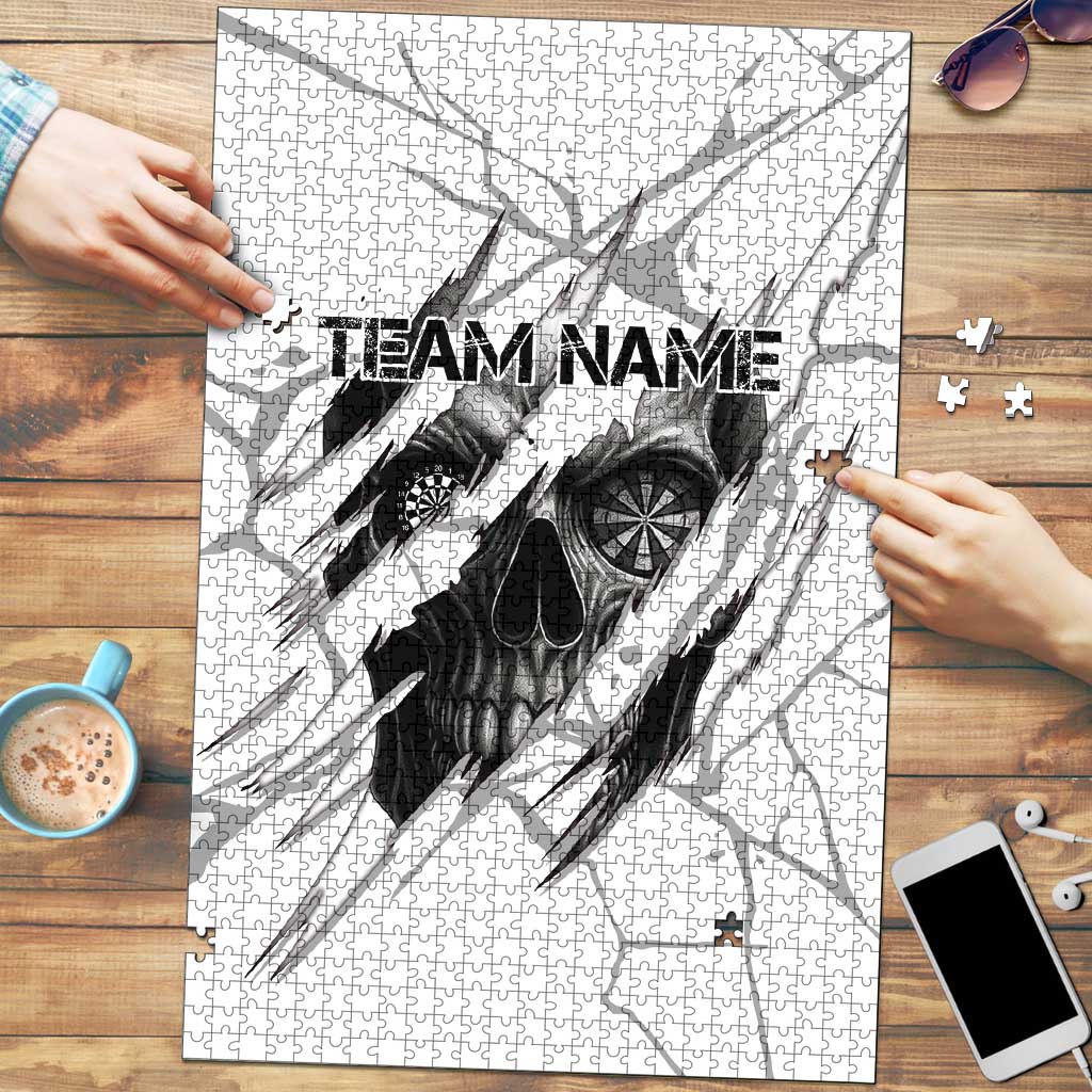 Dartboard Skull Darts Puzzle with Torn Stone Texture and Cracked Marble Design - Wonder Print Shop