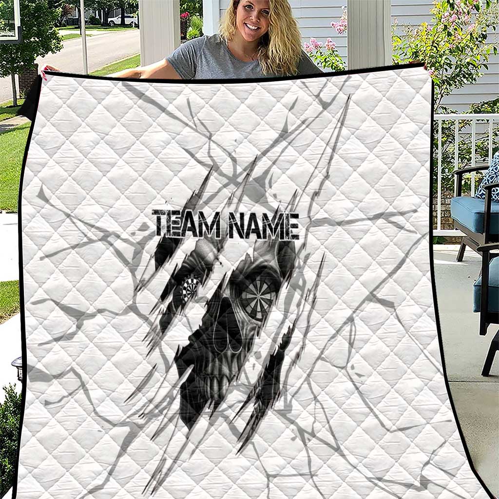 Dartboard Skull Darts Quilt with Torn Stone Texture and Cracked Marble Design - Wonder Print Shop