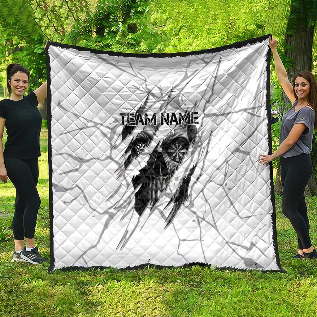 Dartboard Skull Darts Quilt with Torn Stone Texture and Cracked Marble Design - Wonder Print Shop