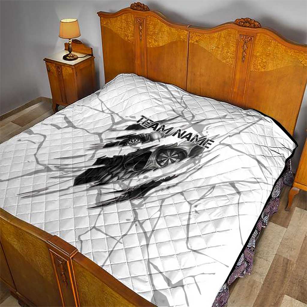 Dartboard Skull Darts Quilt with Torn Stone Texture and Cracked Marble Design - Wonder Print Shop