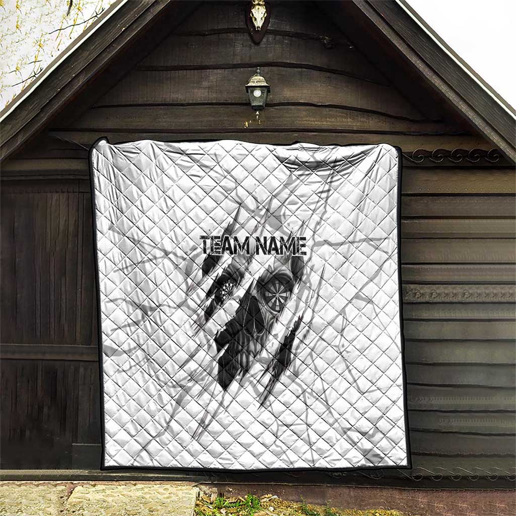 Dartboard Skull Darts Quilt with Torn Stone Texture and Cracked Marble Design - Wonder Print Shop