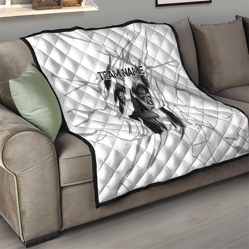 Dartboard Skull Darts Quilt with Torn Stone Texture and Cracked Marble Design - Wonder Print Shop