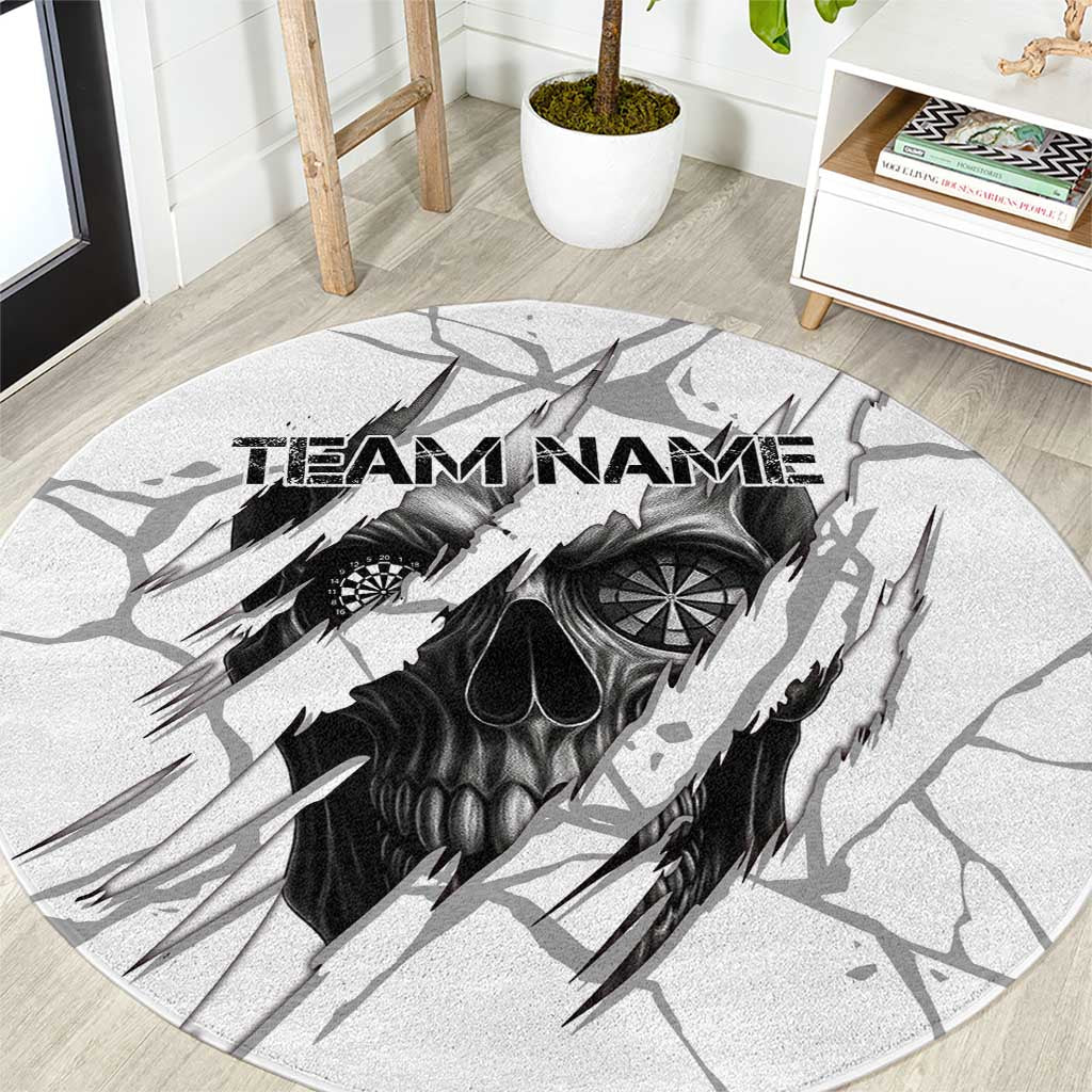 Dartboard Skull Darts Round Carpet with Torn Stone Texture and Cracked Marble Design - Wonder Print Shop