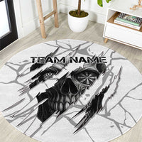 Dartboard Skull Darts Round Carpet with Torn Stone Texture and Cracked Marble Design - Wonder Print Shop