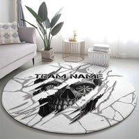 Dartboard Skull Darts Round Carpet with Torn Stone Texture and Cracked Marble Design - Wonder Print Shop