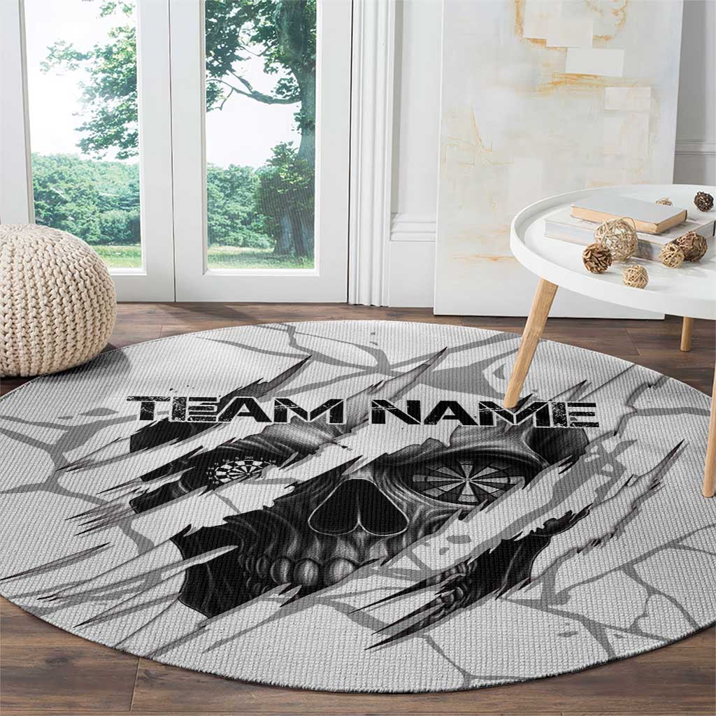 Dartboard Skull Darts Round Carpet with Torn Stone Texture and Cracked Marble Design - Wonder Print Shop